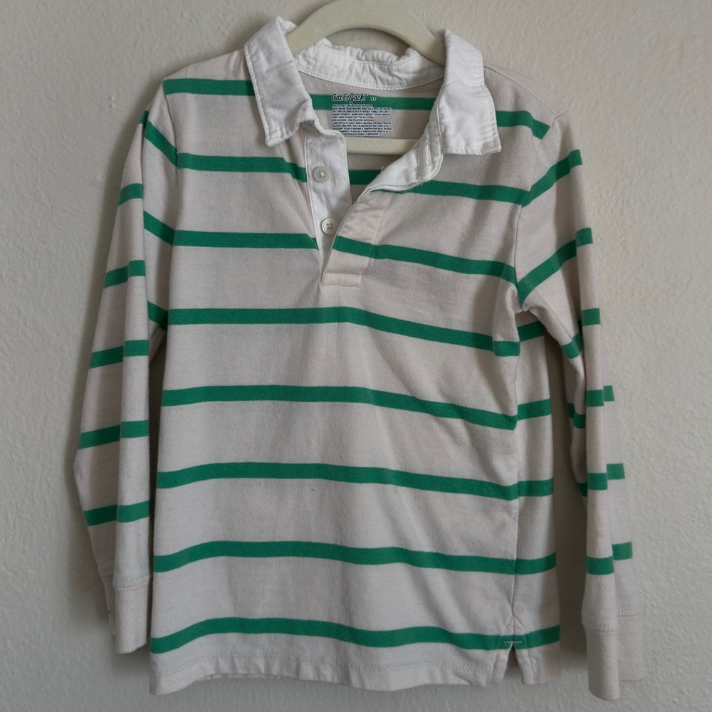 Cat & Jack White and Green Polo Shirt